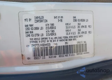 1997 Dodge Caravan Es/Le from USA, damaged, VIN 1B4GP55LXVB244533